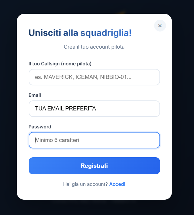 Form di registrazione