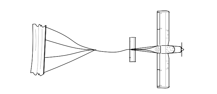 Posizionamento striscione prima del decollo