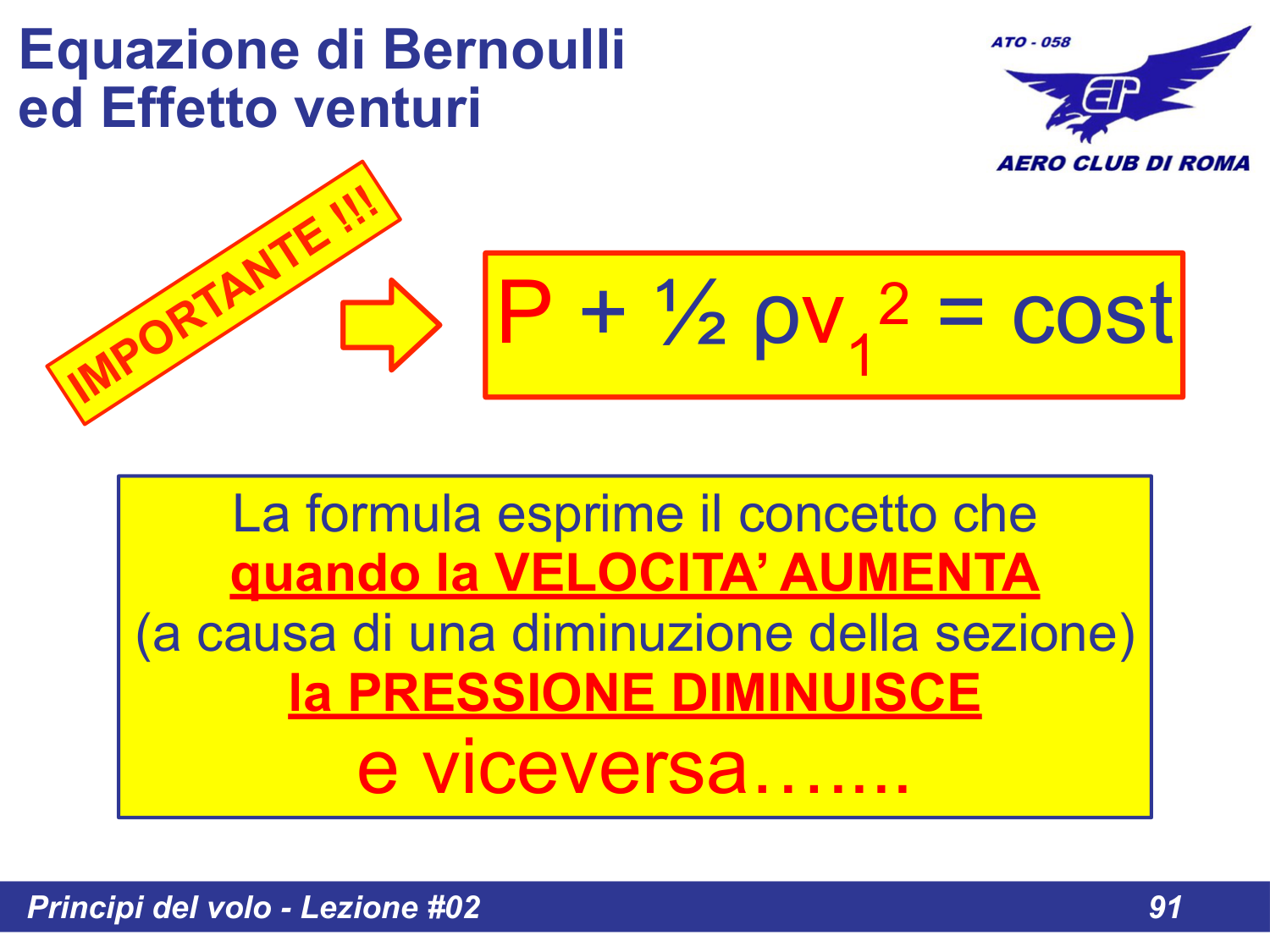 Concetto chiave velocità-pressione