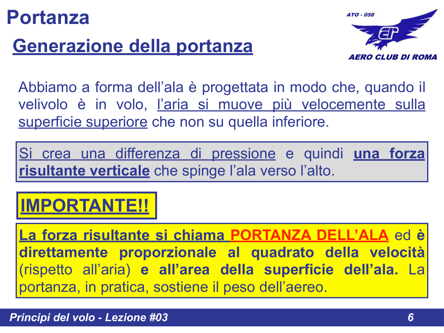 Come si genera la portanza