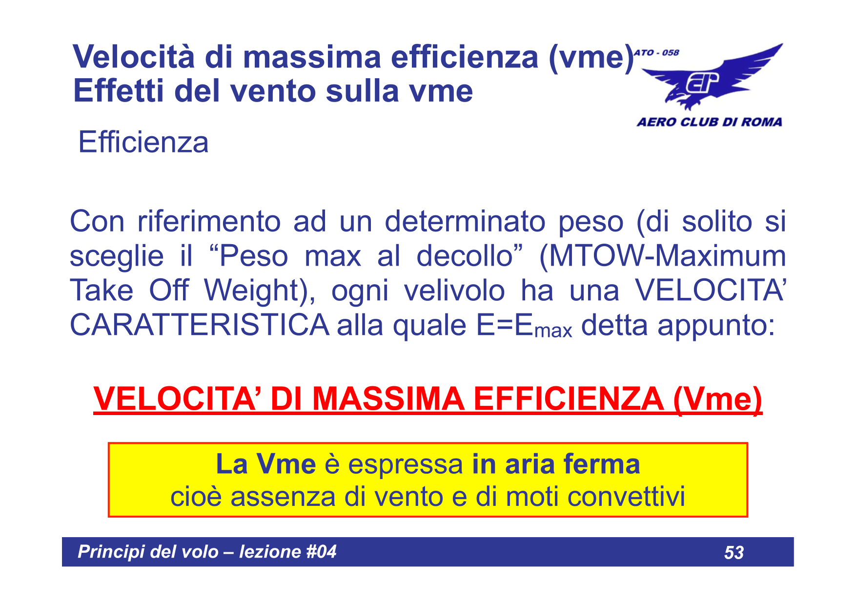 VME - Velocita di Massima Efficienza