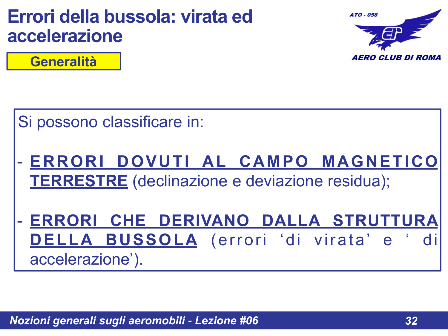 Classificazione errori bussola