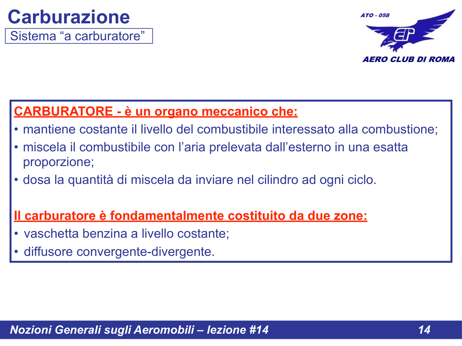 Funzioni carburatore