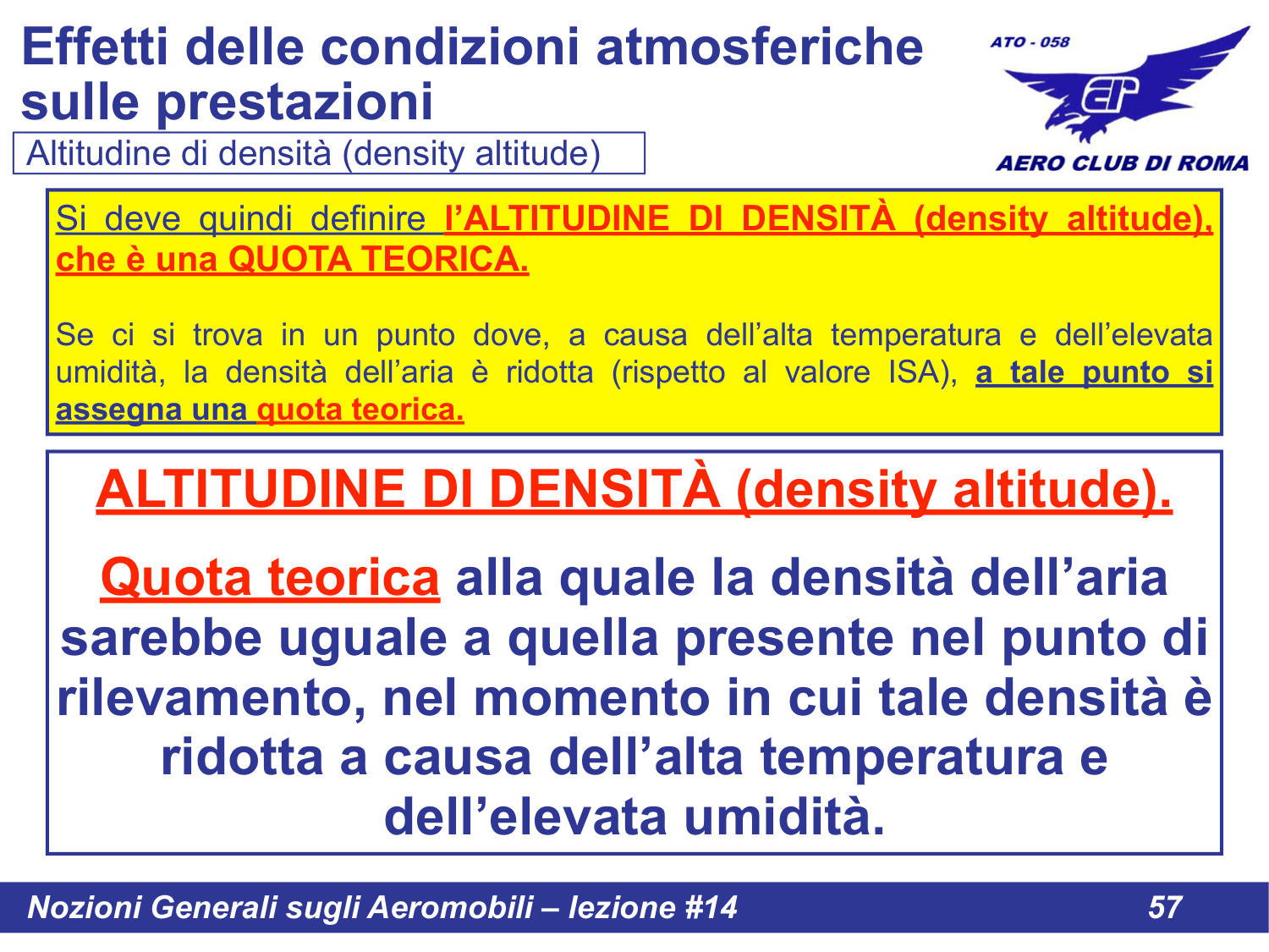 Density Altitude definizione