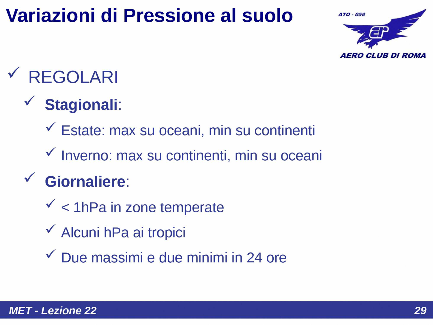 Variazioni pressione al suolo