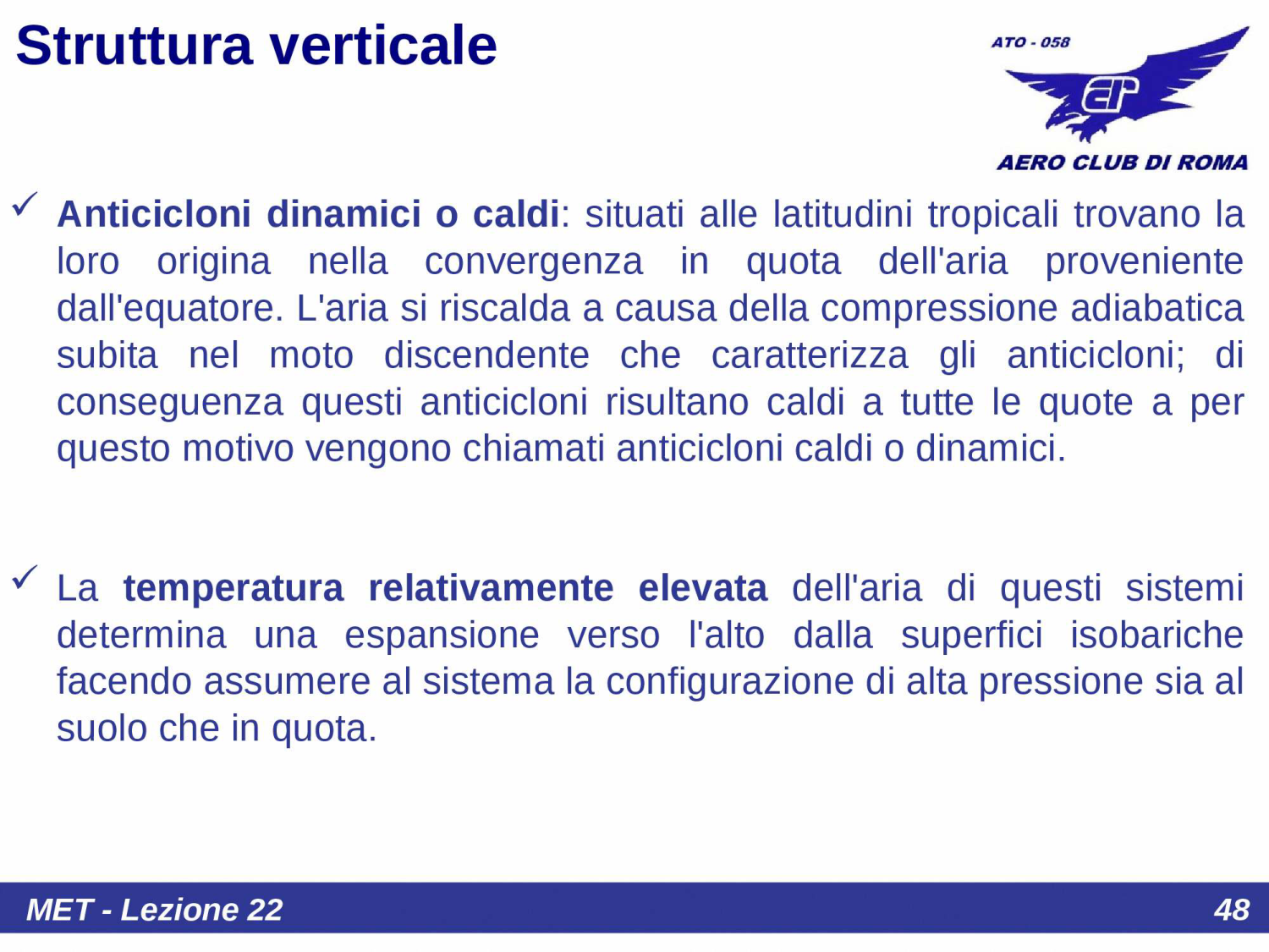 Struttura verticale anticicloni dinamici