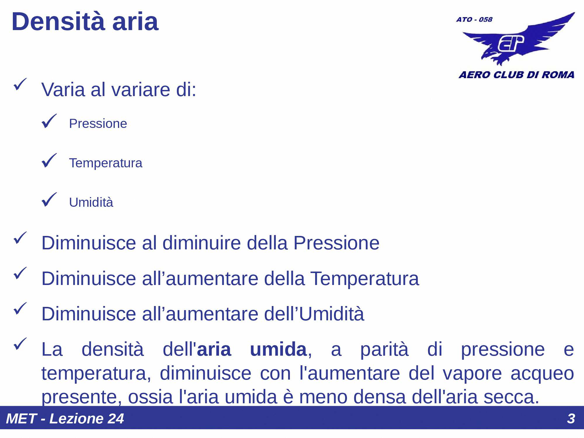 Densit&agrave; e atmosfera standard