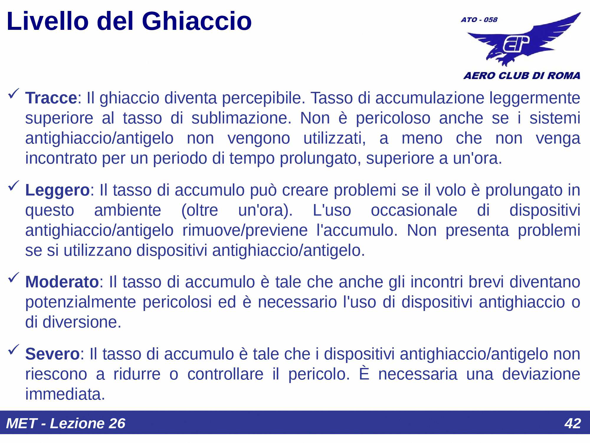 Effetti ghiaccio sul volo