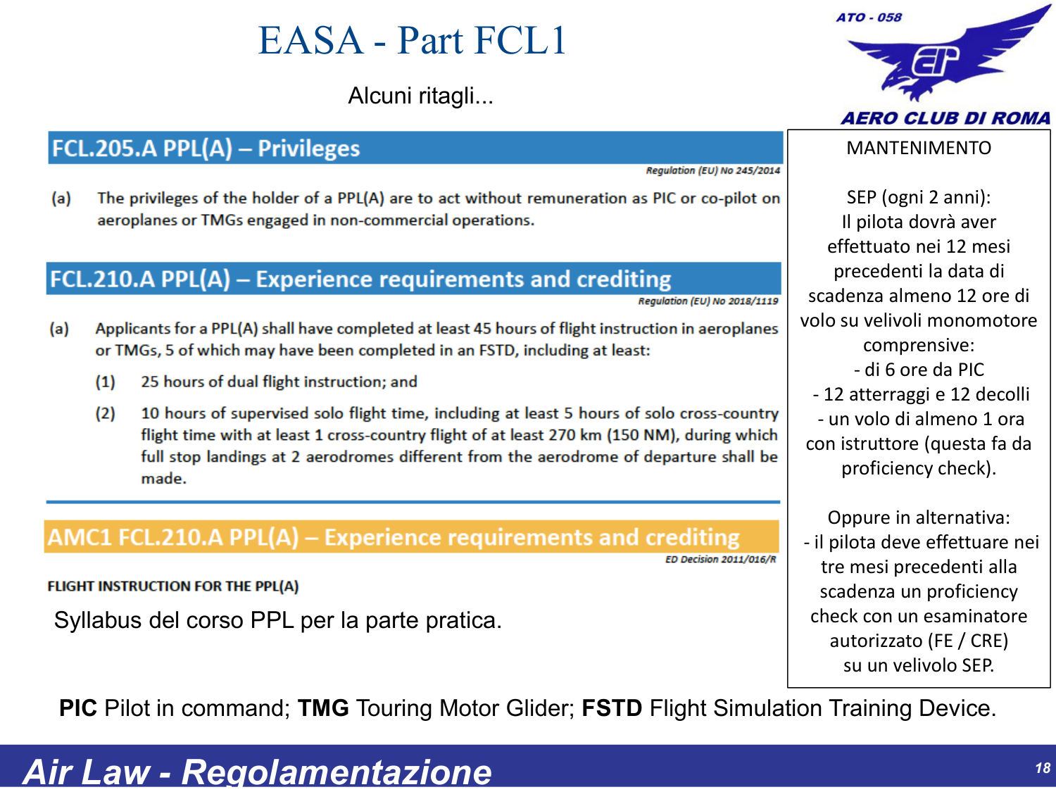Slide 18 – Mantenimento SEP
