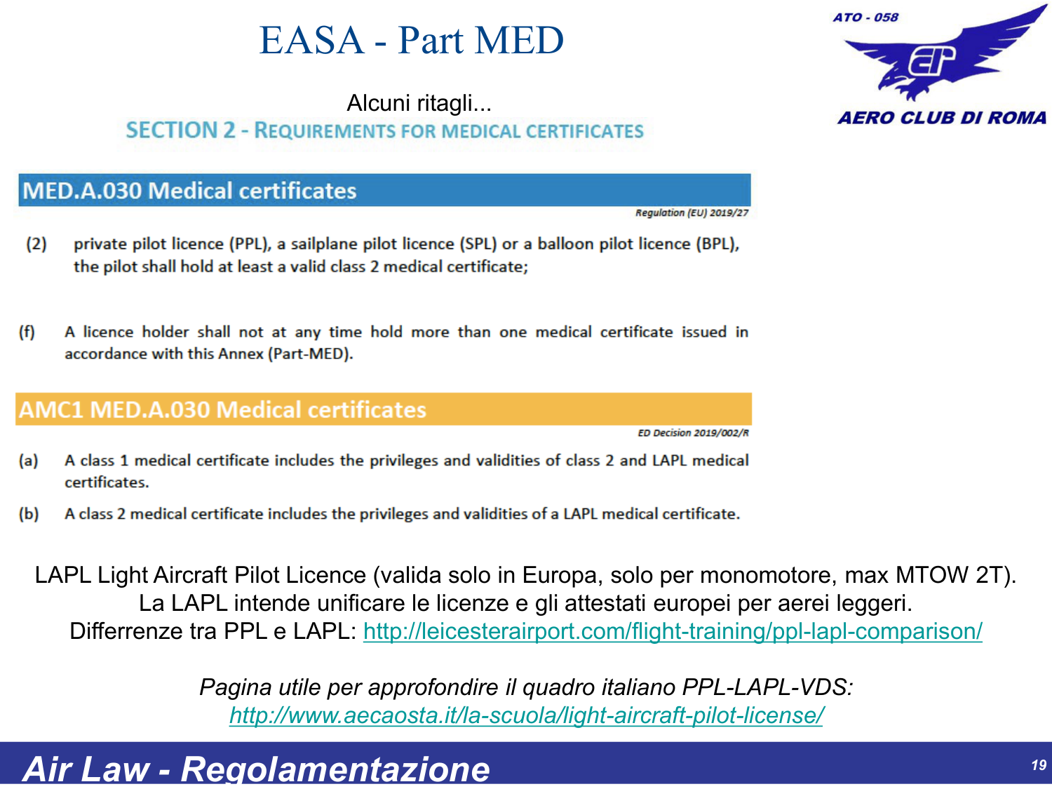 Slide 19 – Part MED Idoneità Medica