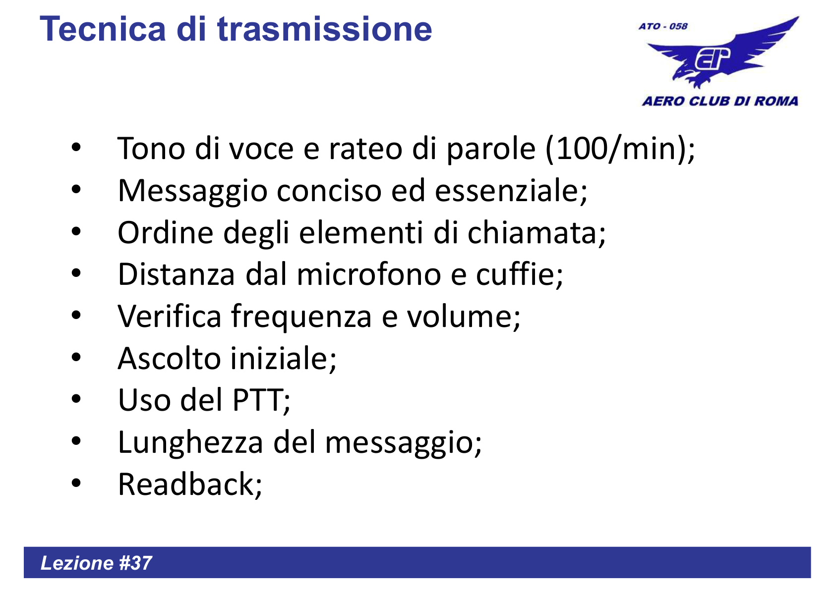 Checklist trasmissione