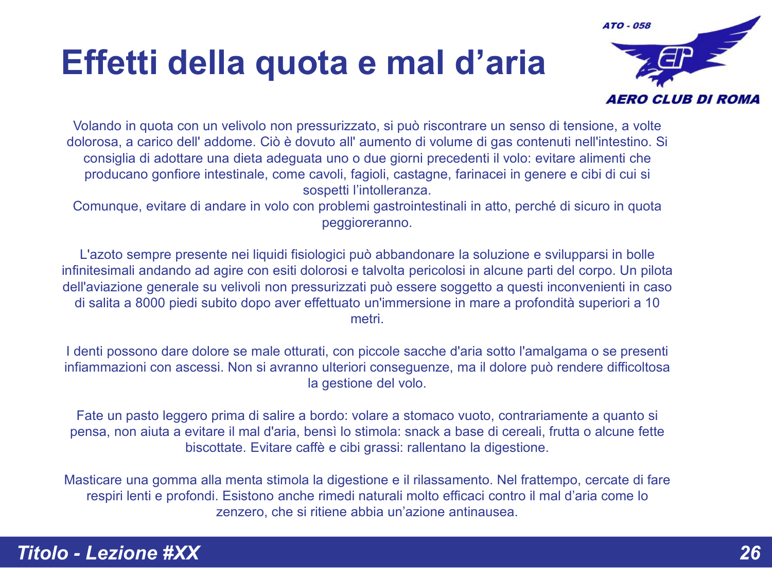 Effetti della quota