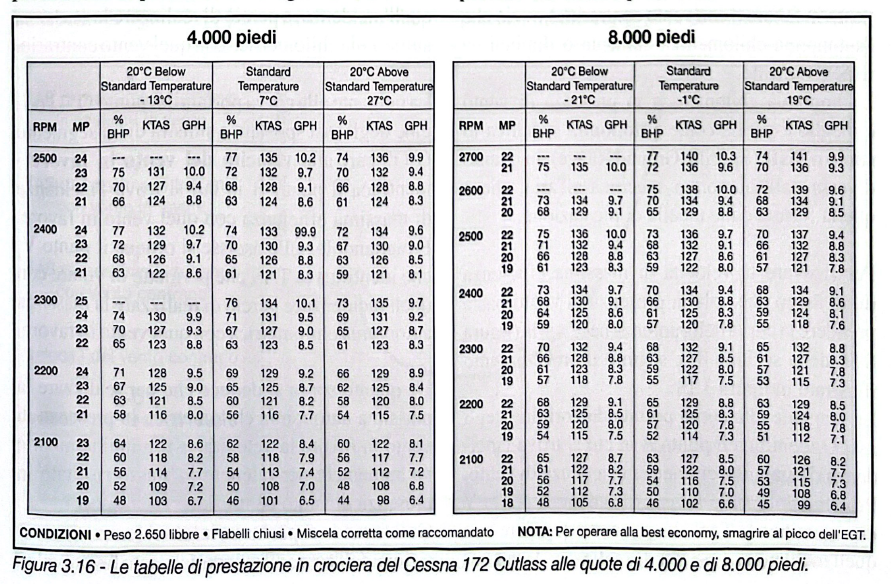 Figura 3.16 - Tabelle prestazioni crociera Cessna 172 Cutlass