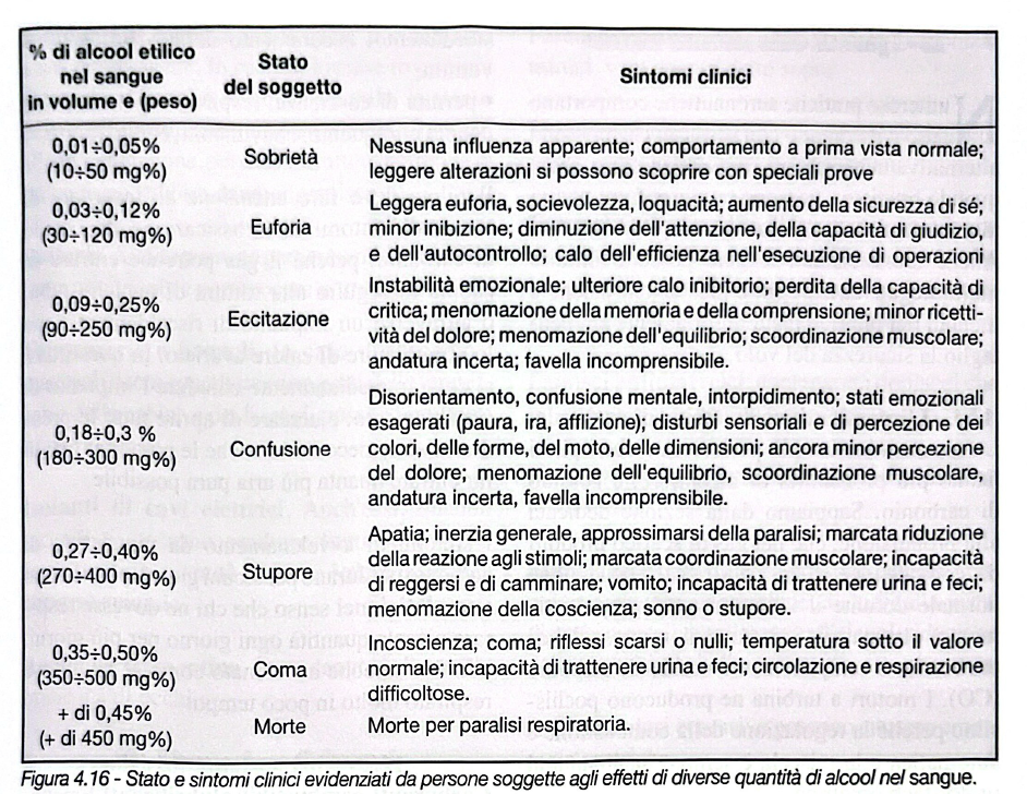 Figura 4.16 - Effetti dell'alcool